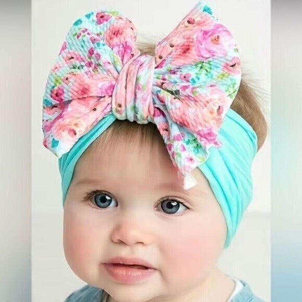 NWT - 2 Baby Toddler Headbands Hair-wraps Floral Flower Bows